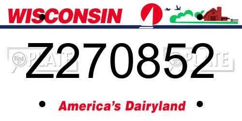 Z270852 Wisconsin License Plate