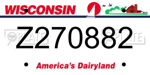 Z270882 Wisconsin License Plate