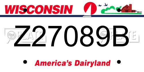 Z27089B Wisconsin License Plate