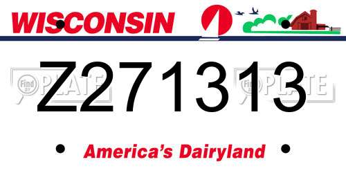 Z271313 Wisconsin License Plate