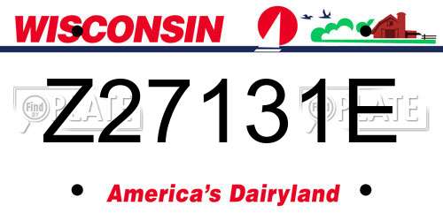 Z27131E Wisconsin License Plate