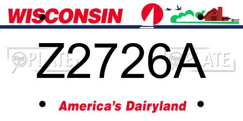 Z2726A Wisconsin License Plate