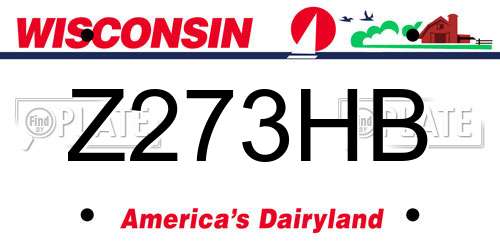 Z273HB Wisconsin License Plate