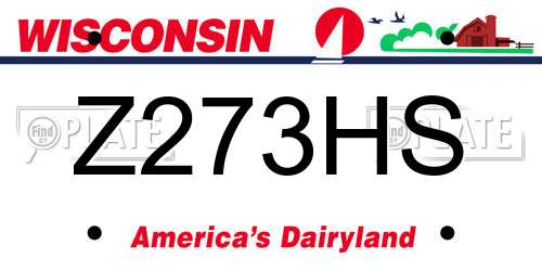 Z273HS Wisconsin License Plate