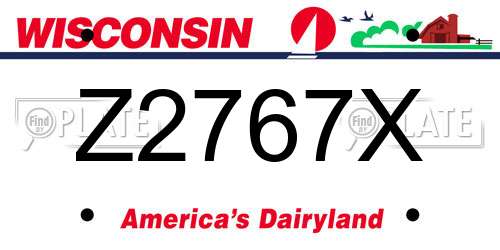 Z2767X Wisconsin License Plate