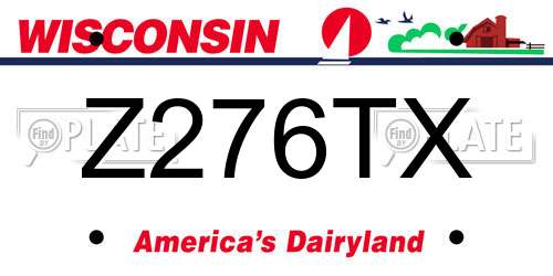 Z276TX Wisconsin License Plate