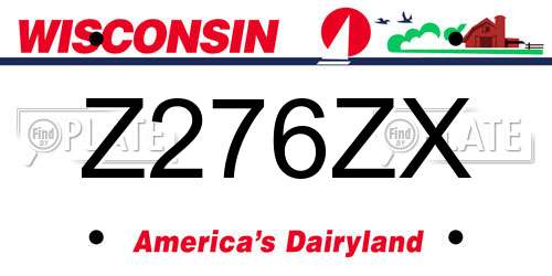 Z276ZX Wisconsin License Plate