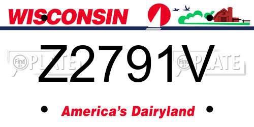 Z2791V Wisconsin License Plate