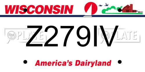 Z279IV Wisconsin License Plate