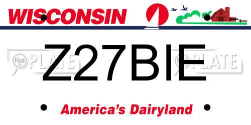 Z27BIE Wisconsin License Plate