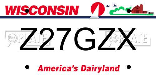 Z27GZX Wisconsin License Plate