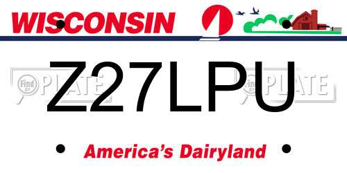 Z27LPU Wisconsin License Plate