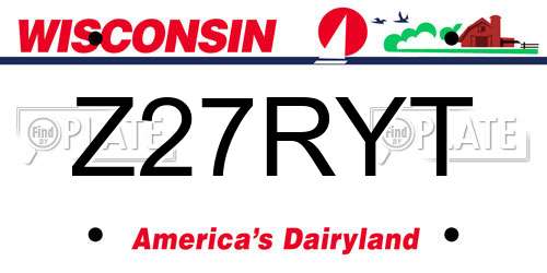 Z27RYT Wisconsin License Plate
