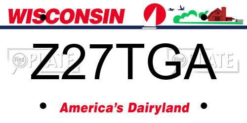 Z27TGA Wisconsin License Plate