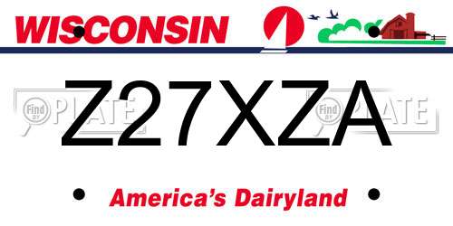 Z27XZA Wisconsin License Plate