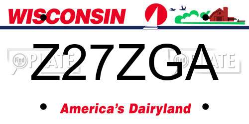 Z27ZGA Wisconsin License Plate