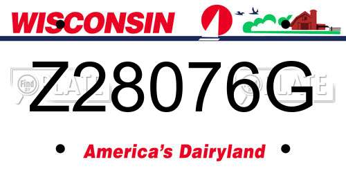 Z28076G Wisconsin License Plate