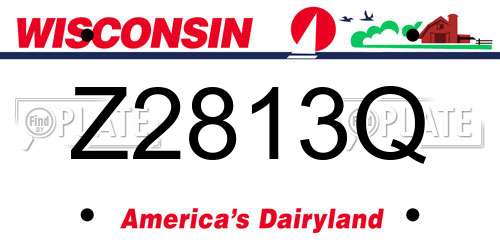Z2813Q Wisconsin License Plate