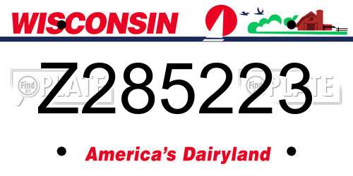 Z285223 Wisconsin License Plate