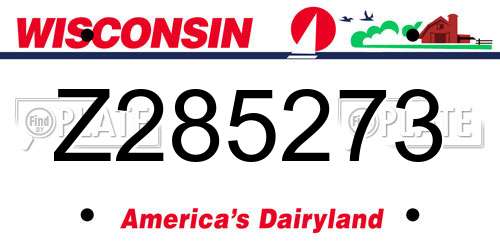 Z285273 Wisconsin License Plate