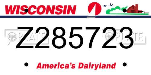 Z285723 Wisconsin License Plate