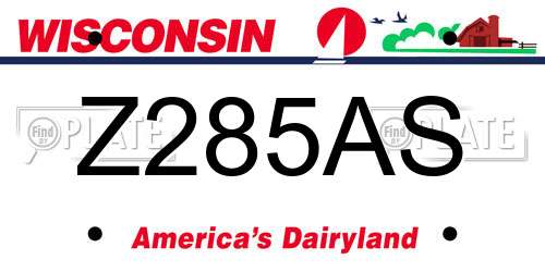 Z285AS Wisconsin License Plate