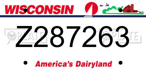 Z287263 Wisconsin License Plate