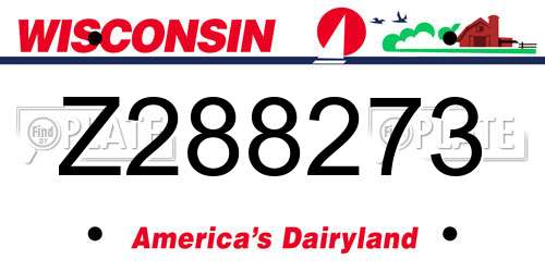 Z288273 Wisconsin License Plate