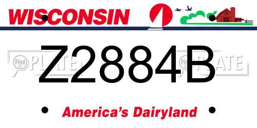 Z2884B Wisconsin License Plate
