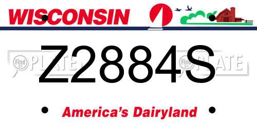 Z2884S Wisconsin License Plate