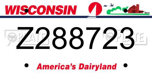 Z288723 Wisconsin License Plate