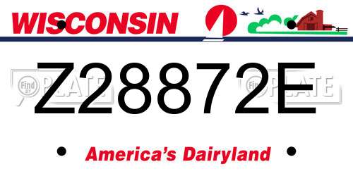 Z28872E Wisconsin License Plate