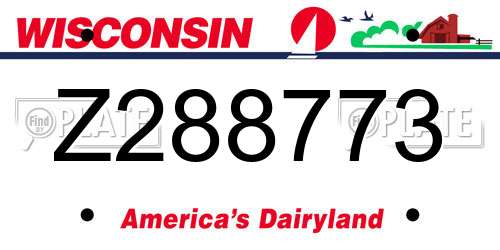 Z288773 Wisconsin License Plate