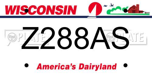 Z288AS Wisconsin License Plate