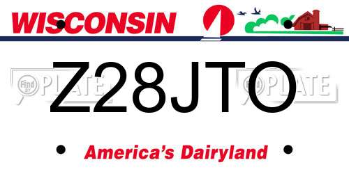 Z28JTO Wisconsin License Plate