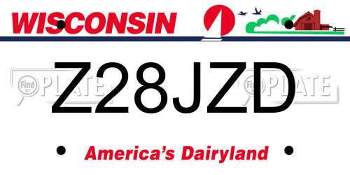 Z28JZD Wisconsin License Plate