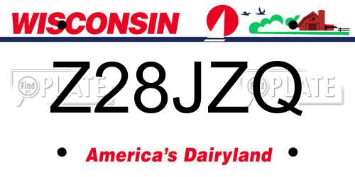 Z28JZQ Wisconsin License Plate
