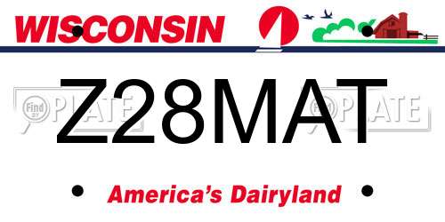 Z28MAT Wisconsin License Plate