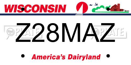 Z28MAZ Wisconsin License Plate