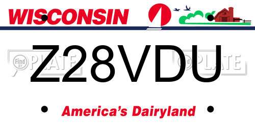 Z28VDU Wisconsin License Plate