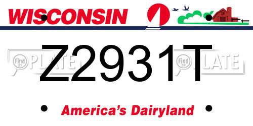 Z2931T Wisconsin License Plate