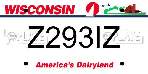 Z293IZ Wisconsin License Plate