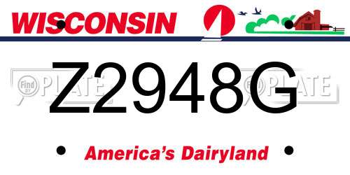 Z2948G Wisconsin License Plate