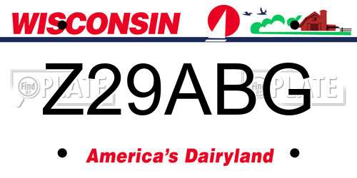 Z29ABG Wisconsin License Plate