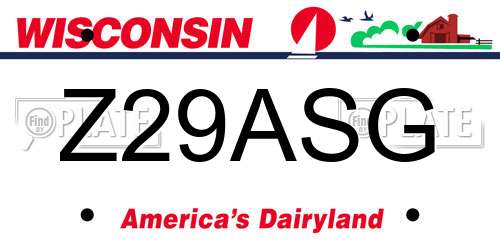 Z29ASG Wisconsin License Plate