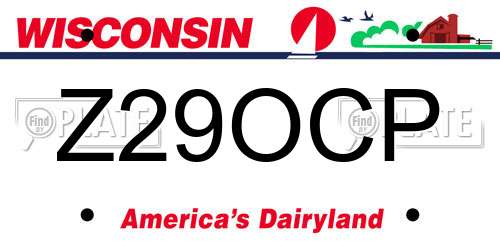 Z29OCP Wisconsin License Plate