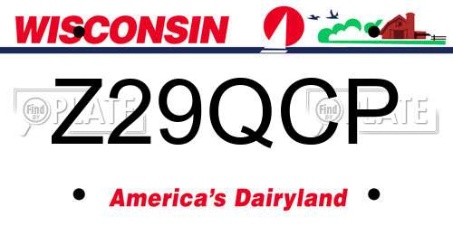 Z29QCP Wisconsin License Plate