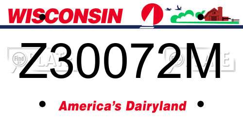 Z30072M Wisconsin License Plate