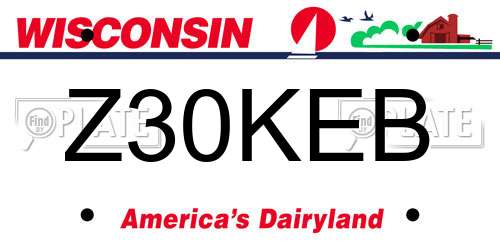 Z30KEB Wisconsin License Plate