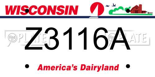 Z3116A Wisconsin License Plate